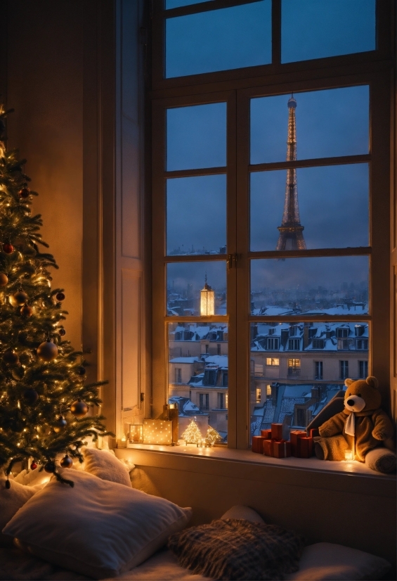 Christmas Tree, Property, Window, Building, Light, Wood