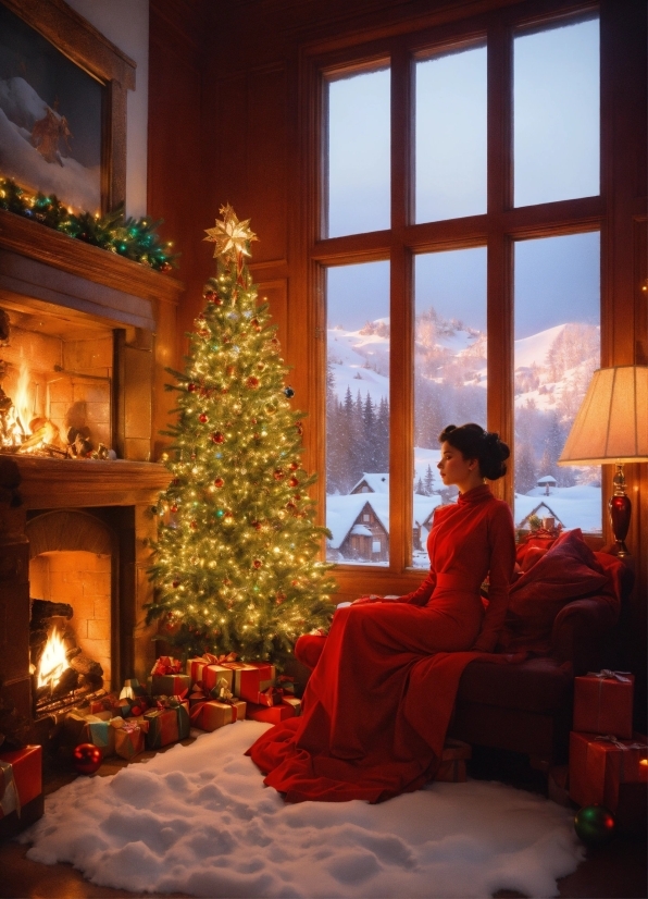 Christmas Tree, Property, Window, Christmas Ornament, Light, Interior Design