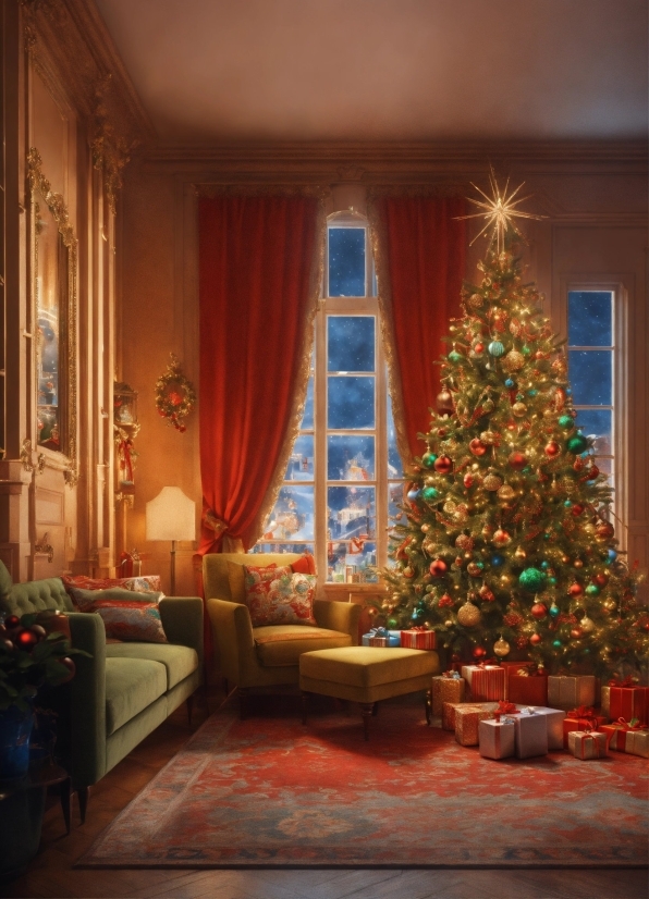 Christmas Tree, Property, Window, Decoration, Plant, Interior Design