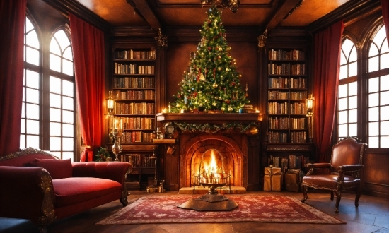Christmas Tree, Property, Window, Furniture, Building, Wood