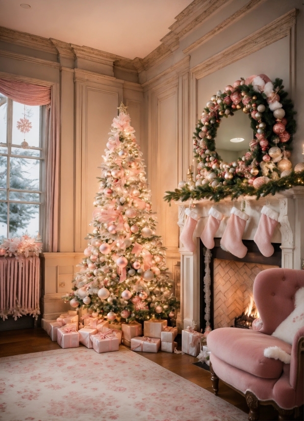 Christmas Tree, Property, Window, Plant, Furniture, Christmas Ornament