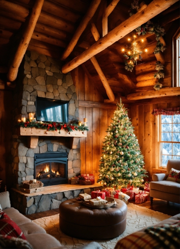 Christmas Tree, Property, Window, Wood, Building, Lighting
