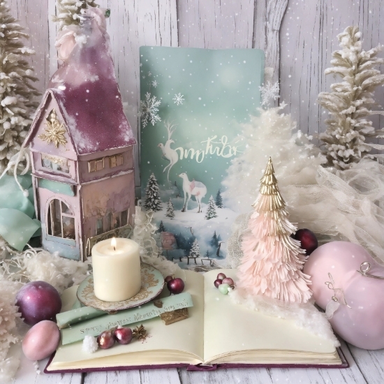 Christmas Tree, Purple, Christmas Ornament, Pink, Table, Decoration