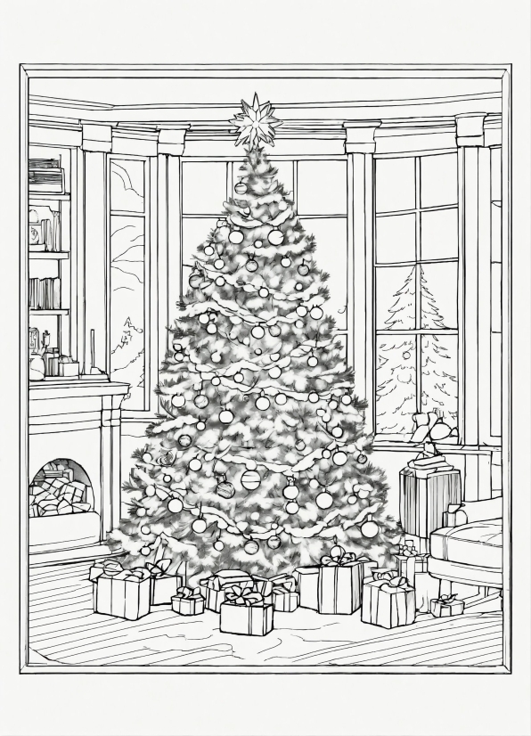 Christmas Tree, Rectangle, Branch, Evergreen, Font, Art