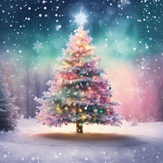 Christmas Tree, Sky, Atmosphere, Snow, World, Nature