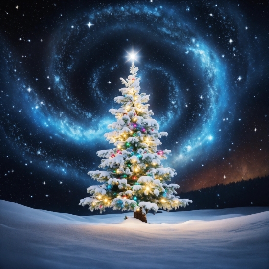 Christmas Tree, Sky, Atmosphere, World, Nature, Plant