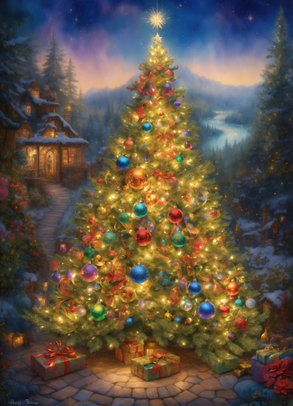 Christmas Tree, Sky, Christmas Ornament, Light, World, Branch