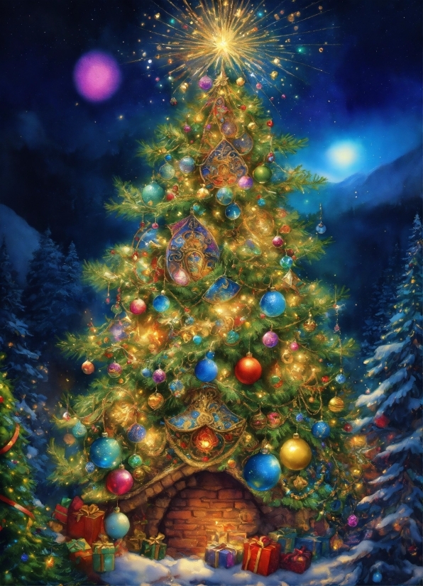 Christmas Tree, Sky, Christmas Ornament, Plant, World, Light