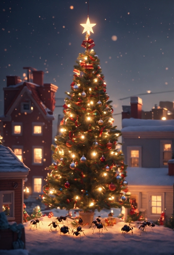 Christmas Tree, Sky, Christmas Ornament, World, Light, Snow