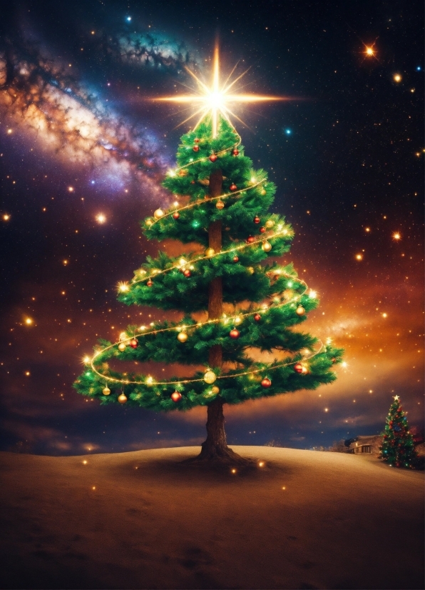 Christmas Tree, Sky, Christmas Ornament, World, Tree, Branch