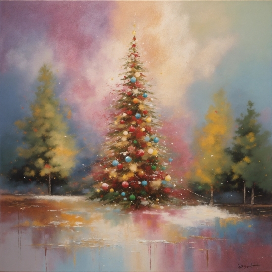Christmas Tree, Sky, Cloud, World, Paint, Natural Landscape