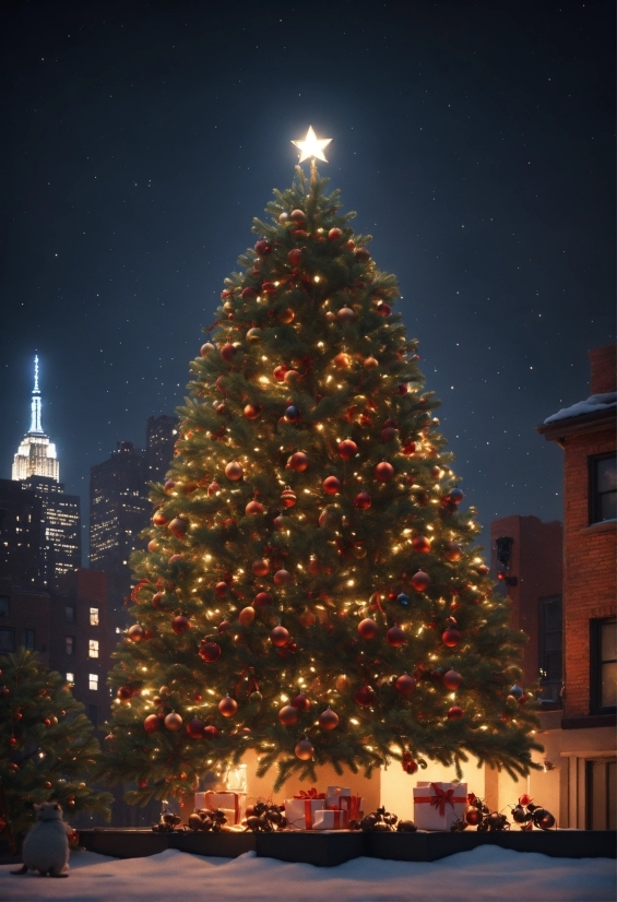 Christmas Tree, Sky, Light, World, Branch, Christmas Ornament