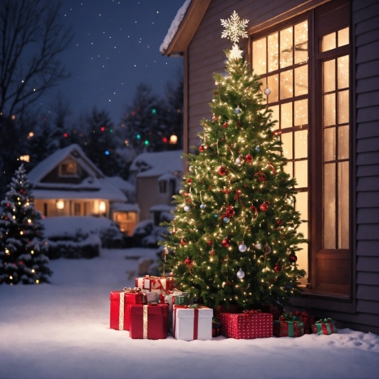 Christmas Tree, Sky, Snow, Light, Nature, Tree