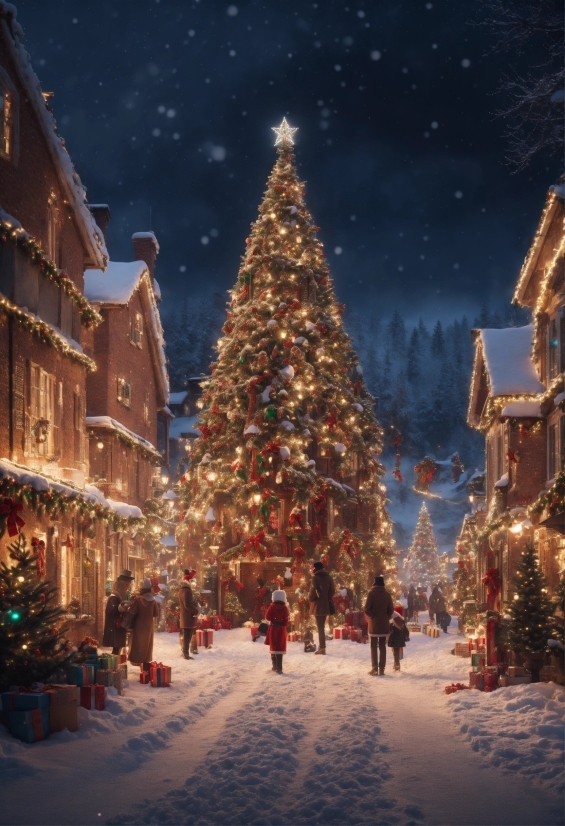 Christmas Tree, Sky, Snow, Nature, World, Branch