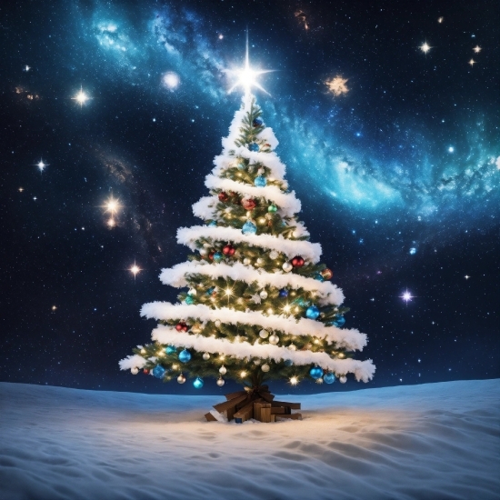 Christmas Tree, Sky, World, Cloud, Christmas Ornament, Light