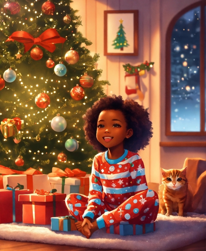 Christmas Tree, Smile, Light, Christmas Ornament, Lighting, Window