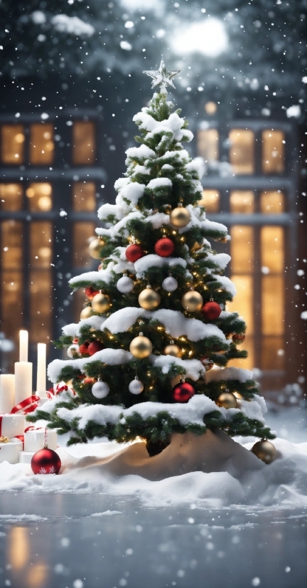 Christmas Tree, Snow, Christmas Ornament, Plant, Branch, World