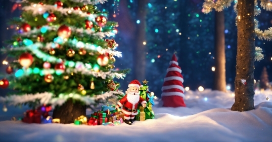 Christmas Tree, Snow, Christmas Ornament, Plant, Light, Christmas Decoration