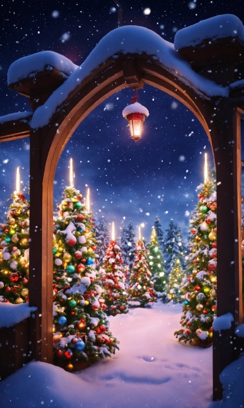 Christmas Tree, Snow, Christmas Ornament, World, Light, Nature
