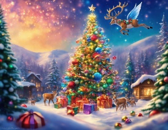 Christmas Tree, Snow, Light, Green, Nature, Christmas Ornament