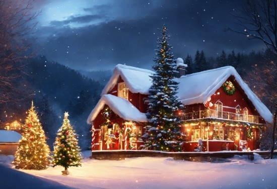 Christmas Tree, Snow, Plant, Light, Tree, World