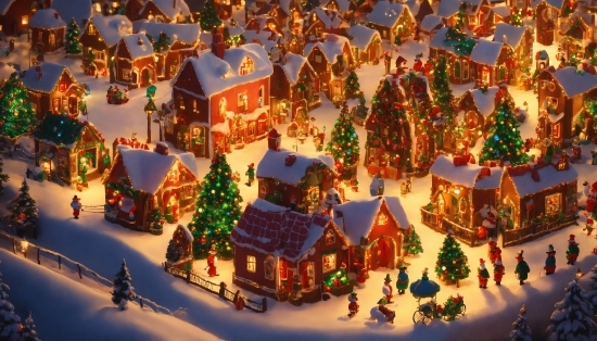 Christmas Tree, Snow, Window, House, Toy, Christmas Decoration