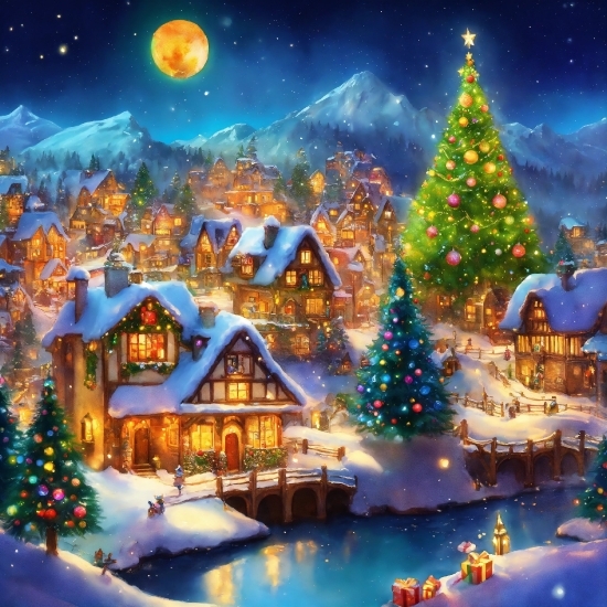 Christmas Tree, Snow, World, Light, Nature, Tree