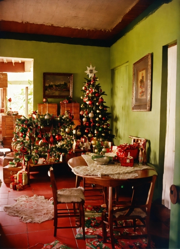 Christmas Tree, Table, Christmas Ornament, Furniture, Plant, Decoration
