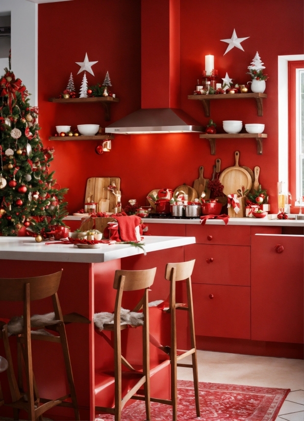 Christmas Tree, Table, Property, Furniture, Cabinetry, Decoration