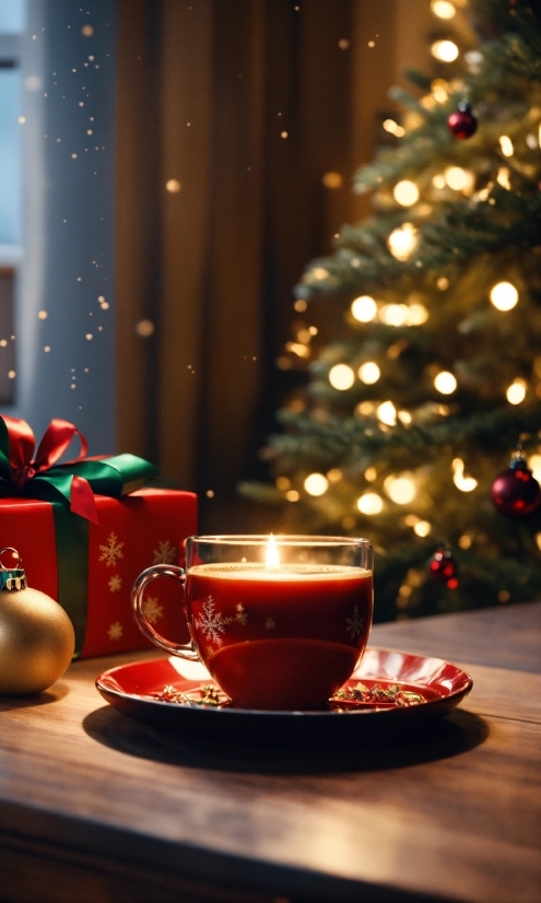 Christmas Tree, Tableware, Drinkware, Christmas Ornament, Dishware, Light
