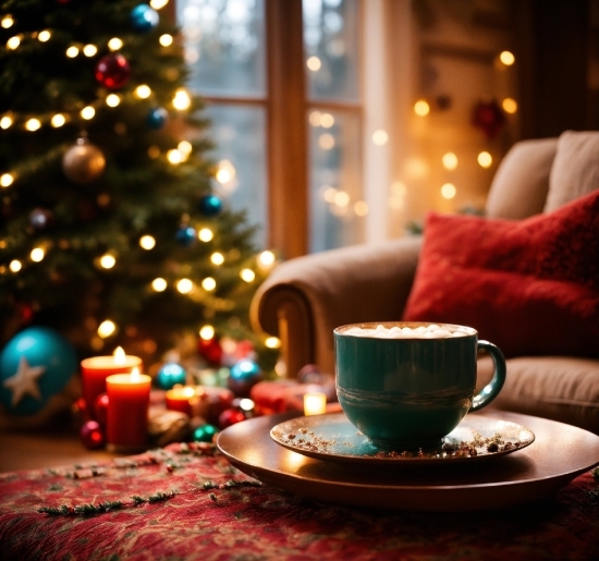 Christmas Tree, Tableware, Drinkware, Coffee Cup, Dishware, Light