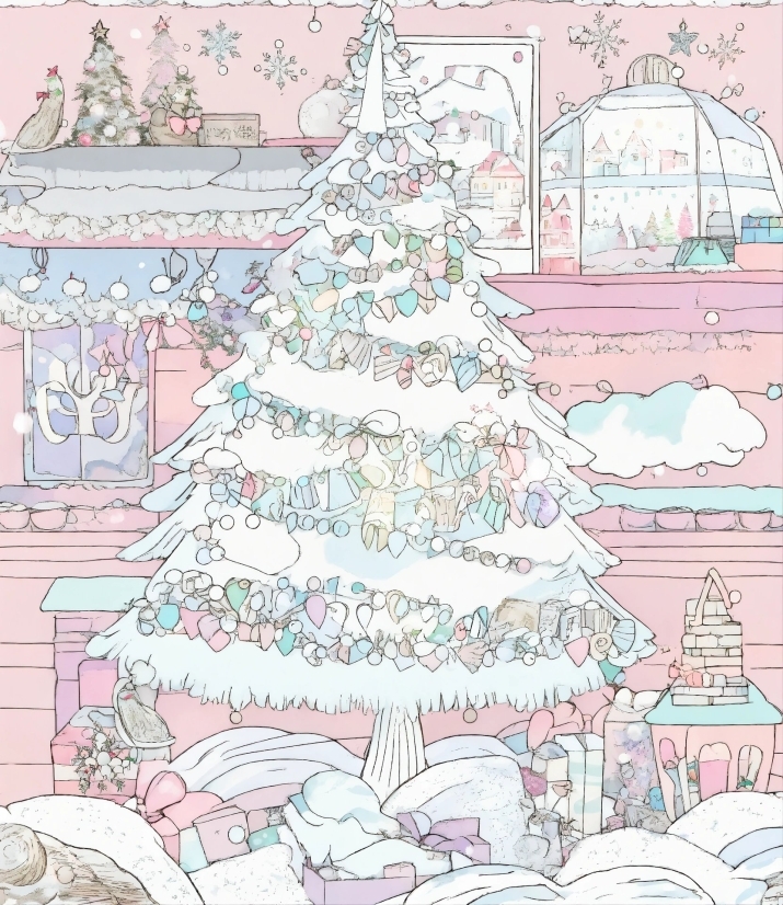 Christmas Tree, White, Christmas Ornament, Holiday Ornament, Pink, World