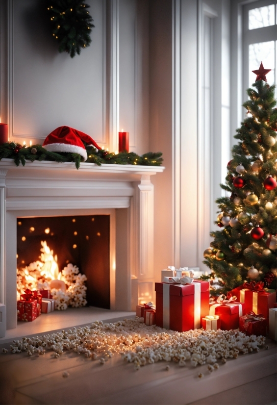 Christmas Tree, White, Light, Lighting, Interior Design, Wood