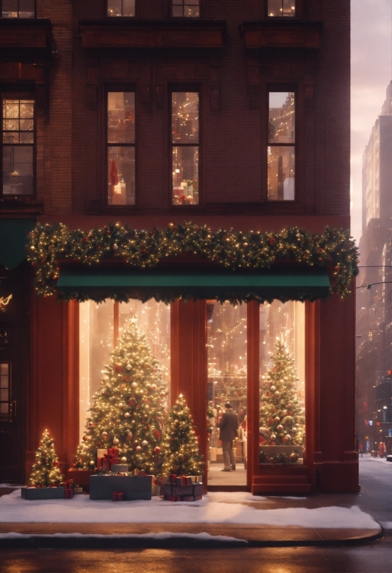 Christmas Tree, Window, Building, Christmas Ornament, Interior Design, Wood
