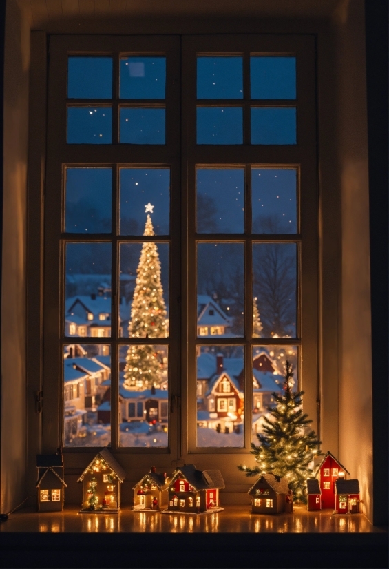 Christmas Tree, Window, Building, Fixture, Plant, Interior Design