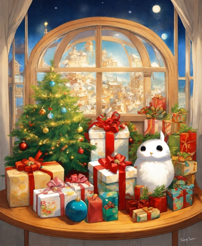 Christmas Tree, Window, Christmas Ornament, Decoration, Toy, Lighting