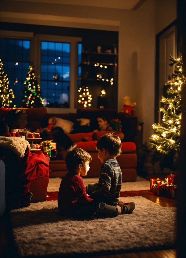 Christmas Tree, Window, Christmas Ornament, Interior Design, Living Room, Holiday Ornament