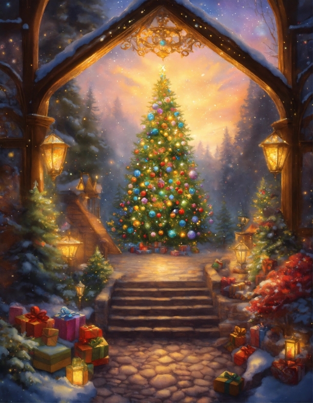 Christmas Tree, Window, Christmas Ornament, Light, World, Plant