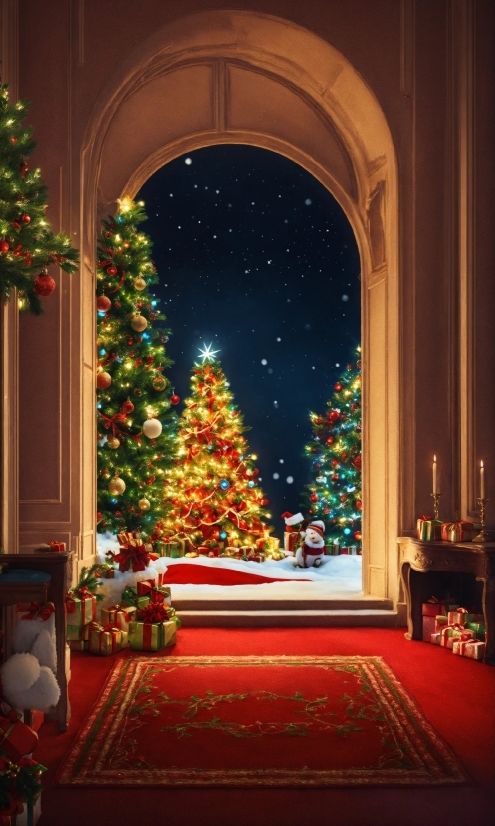 Christmas Tree, Window, Decoration, Christmas Ornament, Interior Design, Plant