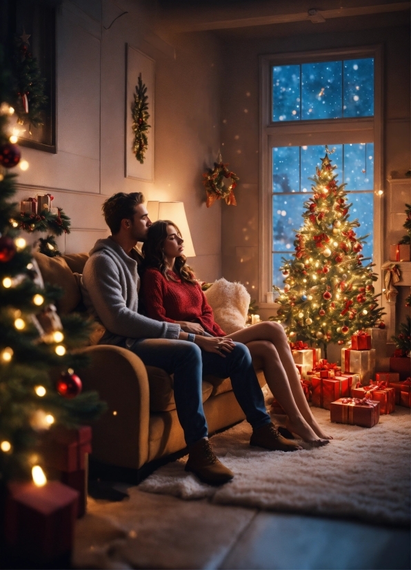 Christmas Tree, Window, Light, Christmas Ornament, Lighting, Interior Design