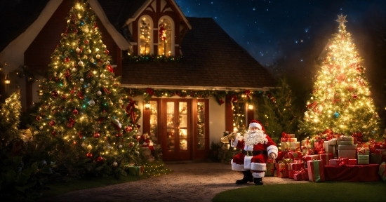 Christmas Tree, Window, Light, Lighting, Building, Christmas Ornament