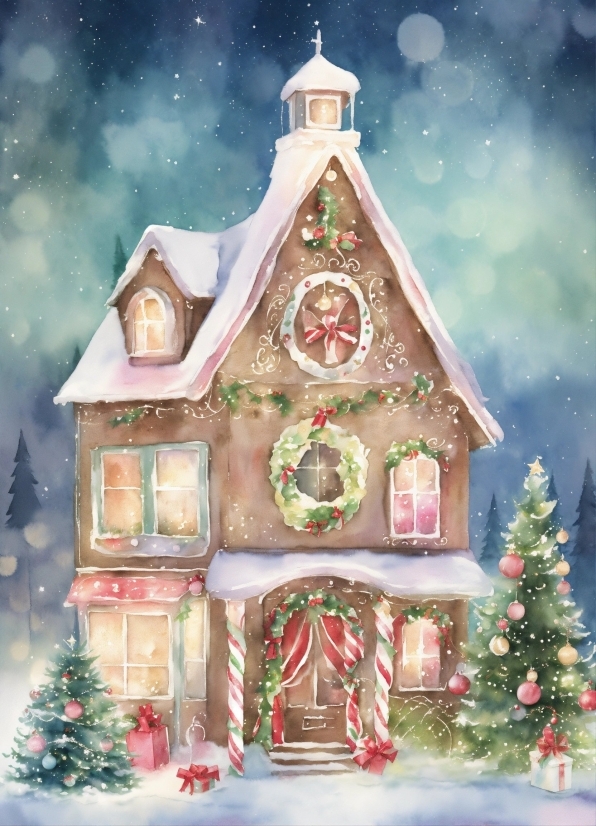 Christmas Tree, Window, Light, Plant, Building, House