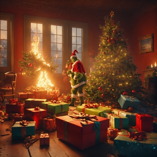 Christmas Tree, Window, Plant, Christmas Ornament, Tree, Christmas Decoration