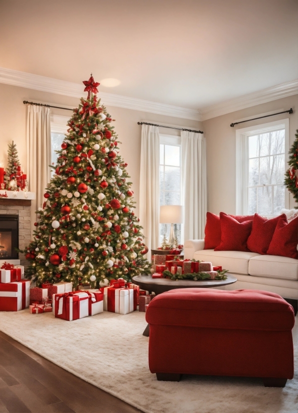 Christmas Tree, Window, Plant, Decoration, Branch, Wood