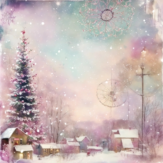 Christmas Tree, World, Light, Nature, Building, Branch