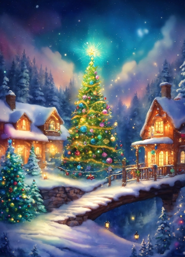 Christmas Tree, World, Snow, Christmas Ornament, Light, Sky
