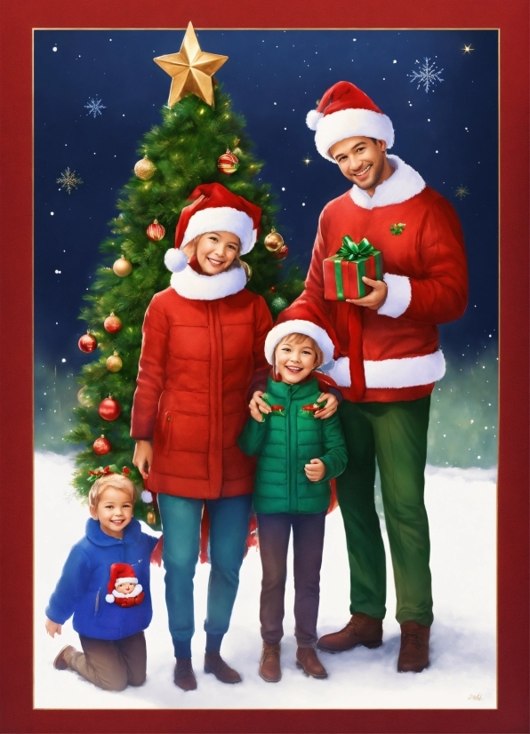 Clothing, Smile, Christmas Tree, Christmas Ornament, Green, Human Body