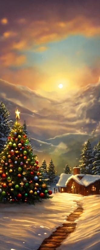Cloud, Sky, Christmas Tree, Light, Nature, Snow
