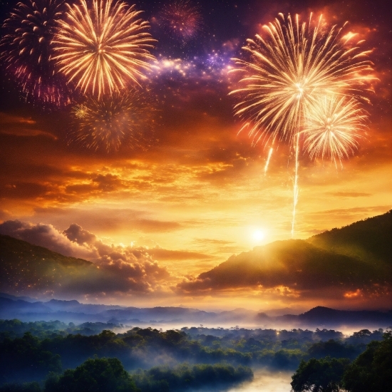 Cloud, Sky, Fireworks, Atmosphere, Daytime, Photograph