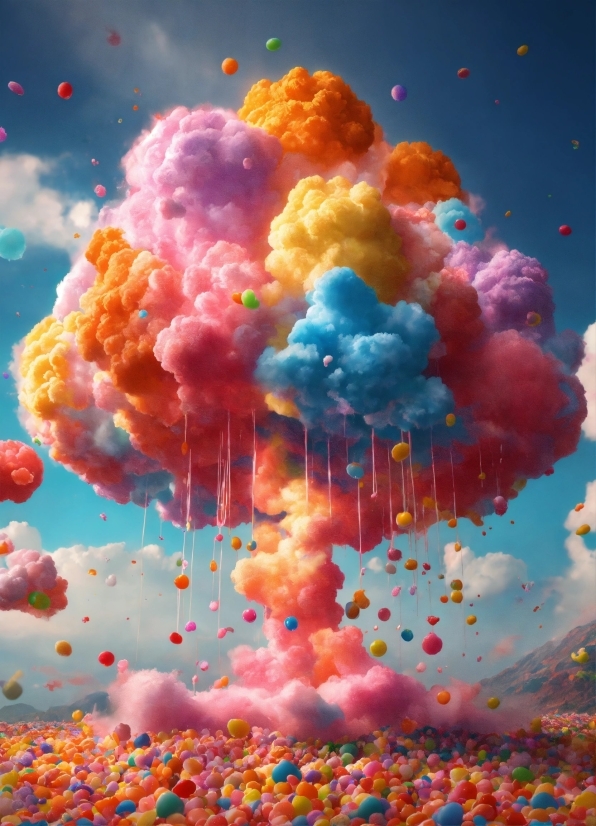 Cloud, Sky, Plant, Balloon, Pink, Paint